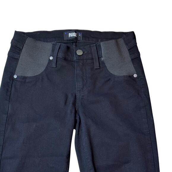 Paige Maternity Verdugo Ultra Skinny Elastic Insets Black Denim Jeans Women’s 24 - Picture 4 of 16